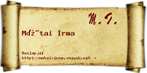 Mátai Irma névjegykártya